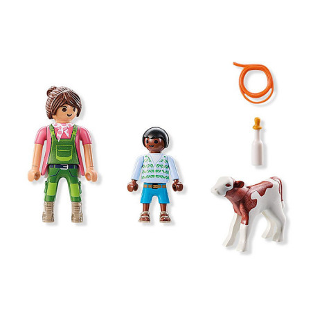 Playmobil -  granjera con ternero
