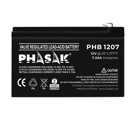 Bateria phasak phb 1207 compatible para sais 72ah 12v acido - plomo