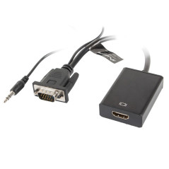 Adaptador lanberg vga macho+audio 3.5mm jack -  hdmi hembra