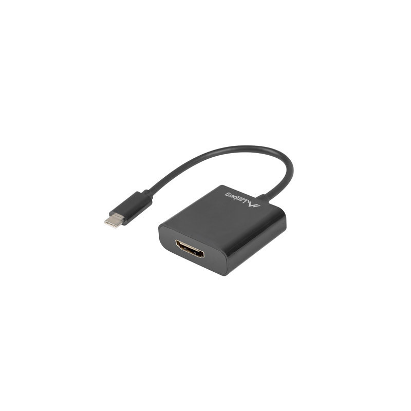 Adaptador usb lanberg usb tipo c macho 3.1 a hdmi hembra 15cm displayport alt mode negro