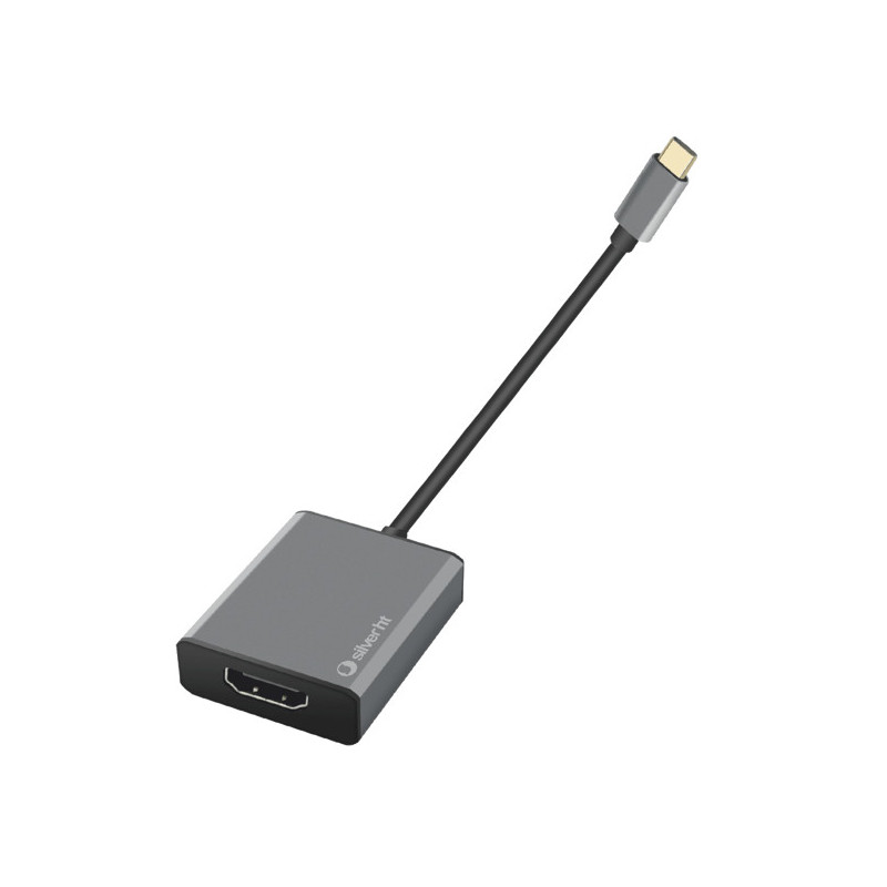 Adaptador silver ht usb tipo c a hdmi 4k -  macho - hembra -  silver