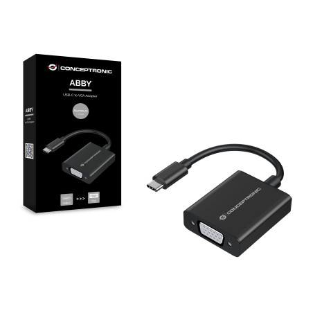 Adaptador usb tipo c a vga conceptronic 10.8cm - macho - hembra - negro