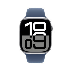 Smartwatch apple watch series 10 gps 46mm silver case denim sport band s - m