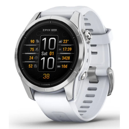 Garmin epix Pro (Gen 2) 3,05 cm (1.2") AMOLED 42 mm Digitale 390 x 390 Pixel Touch screen Argento Wi-Fi GPS (satellitare)