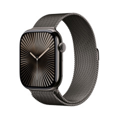 Apple Watch Series 10 Serie 10 GPS + Cellular 46mm Cassa in Titanio color Ardesia con Loop in maglia milanese ardesia - S M