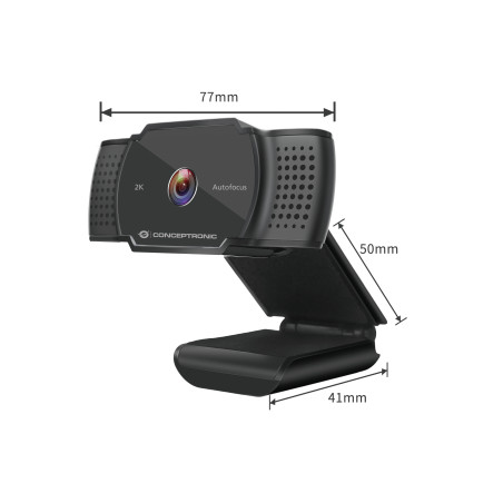 Webcam 2k conceptronic amdis02b 5mp -  usb - 3.6mm  - 30 fps - angulo vision 72 -  enfoque automatico - microfono integrado