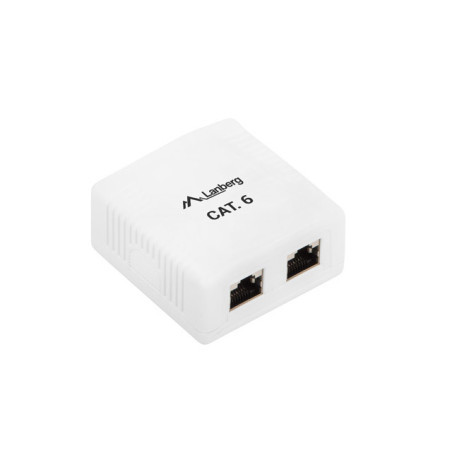 Roseta lanberg de superficie cat.6 ftp 2x toma rj45 blanco