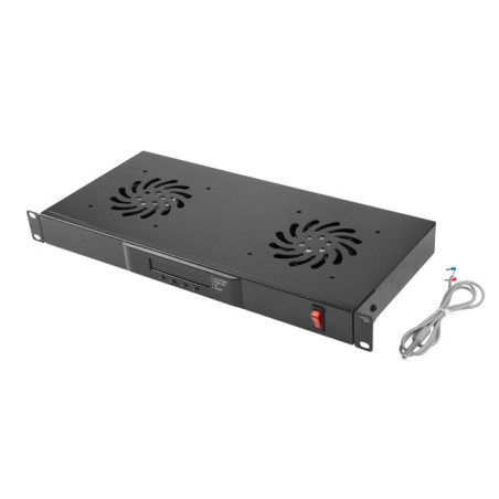Panel ventilacion lanberg lcd 2 ventiladores termostato 230v 1u rack 19 negro