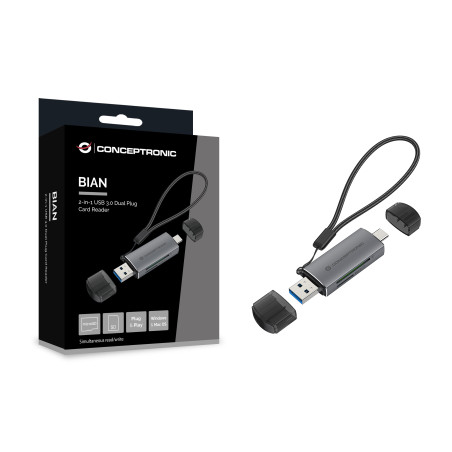 Lector de tarjetas externo conceptronic usb tipo a - usb tipo c