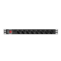 Lanberg PDU-08F-0200-BK unità di distribuzione dell'energia (PDU) 8 presa(e) AC 1U Nero