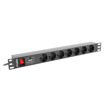 Lanberg PDU-07F-0200-BK unità di distribuzione dell'energia (PDU) 7 presa(e) AC 1U Nero