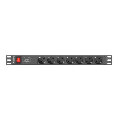 Regleta lanberg 1u 16a rack 19 7x socket negro 2m