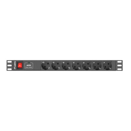 Regleta lanberg 1u 16a rack 19 7x socket negro 2m