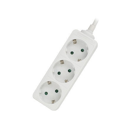 Regleta ewent 3 tomas shucko y 1.5 metros de cable blanco