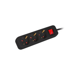 Lanberg PS1-03F-0150-BK prolunghe e multiple 1,5 m 3 presa(e) AC Interno Nero
