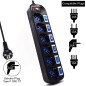 Regleta ewent 6 tomas shucko interruptor individual negro