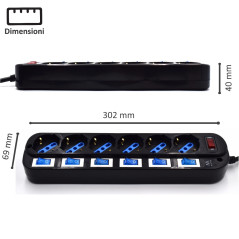 Ewent EW3851 protezione da sovraccarico Nero 6 presa(e) AC 220 V 1,5 m