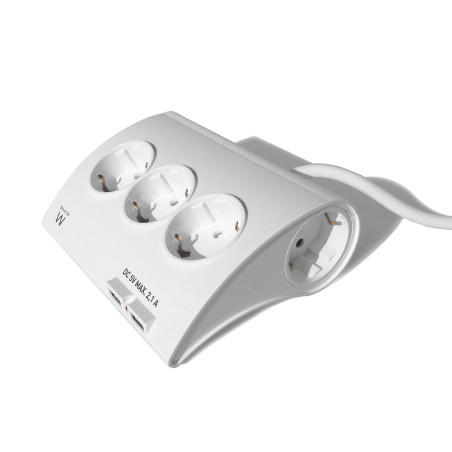 Regleta de escritorio ewent 5 tomas de corriente -  2 puertos usb -  blanco