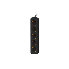 Lanberg PS0-05F-0300-BK prolunghe e multiple 3 m 5 presa(e) AC Interno Nero