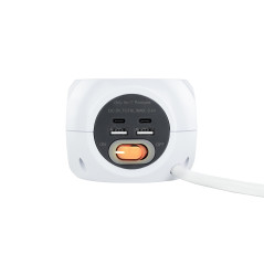 Regleta base de enchufes nanocable 3tomas shucko 2 puertos usb 3 puertos usb - c cable 3m