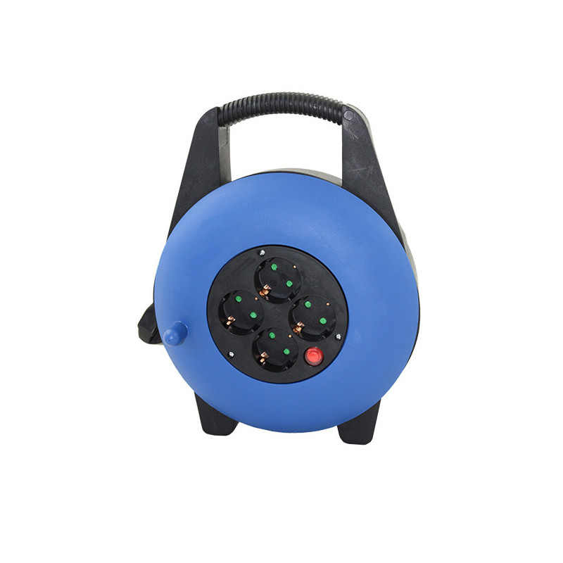 Regleta alargadera enrollacables 4 tomas -  15m -  16a -  250v -  3x1.5mm -  color azul