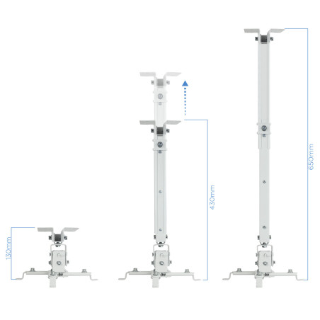 Soporte de proyector de techo tooq  pj2012t - w blanco  distancia 130 - 650 mm.