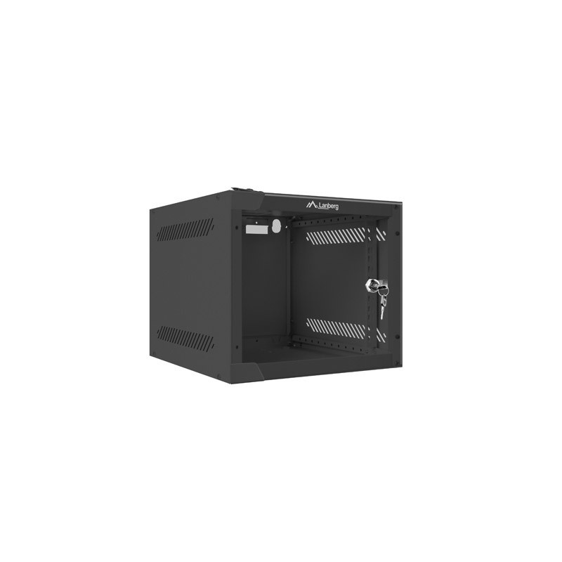 Armario lanberg mural rack 10 pulgadas 4u - 280x310 flat pack negro puerta cristal