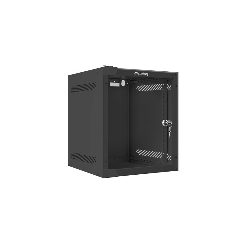 Armario lanberg mural rack 10 pulgadas 6u - 280x310 flat pack negro puerta cristal