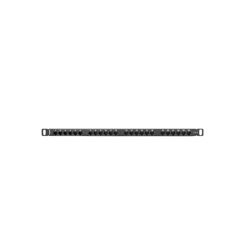 Patch panel lanberg cat.6 utp 24 puertos 0.5u rack 19 negro