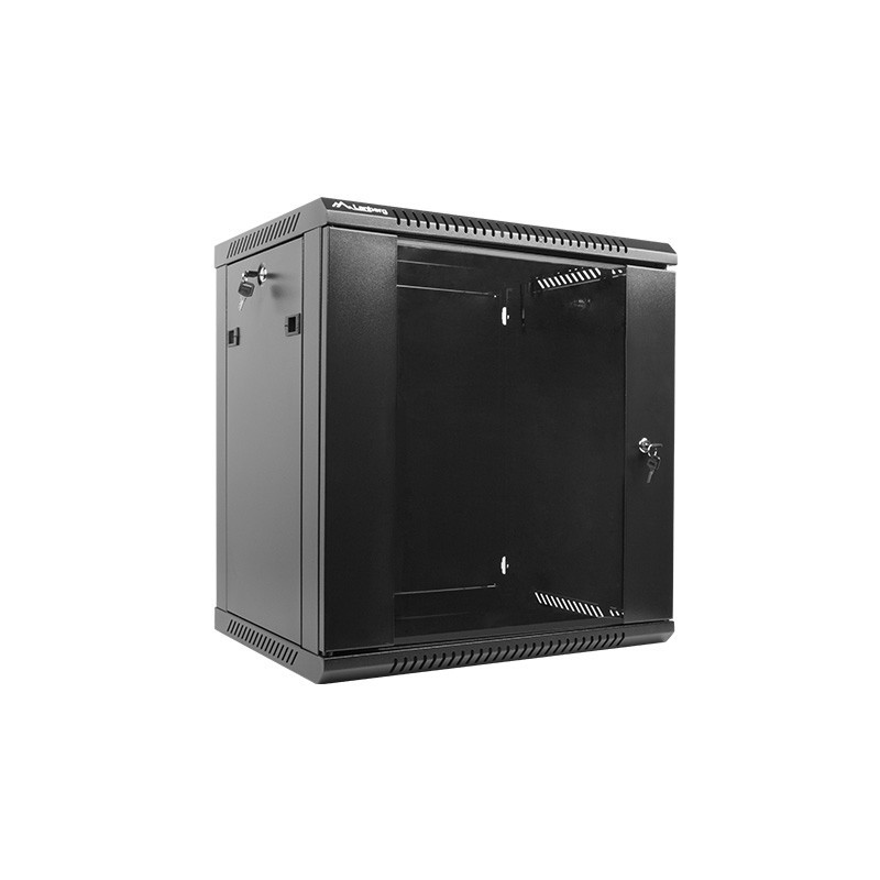 Armario lanberg mural rack 19 pulgadas 12u - 600x450 flat pack v2 negro