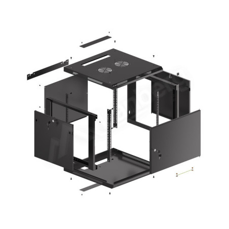 Armario lanberg mural rack 19 pulgadas 9u -  600x600 negro