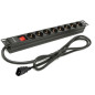Regleta phasak 8 tomas con interruptor 2m negro -  sfo c14