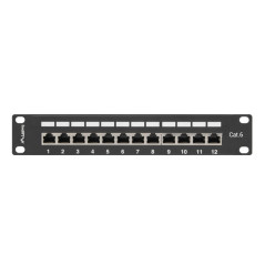 Patch panel lanberg 12 puertos 1u cat.6 10 pulgadas blindado negro
