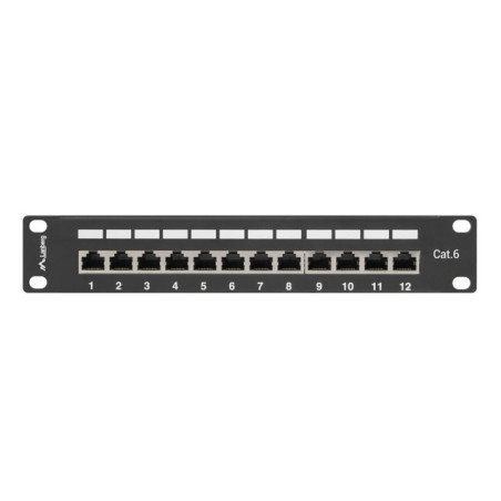 Patch panel lanberg 12 puertos 1u cat.6 10 pulgadas blindado negro