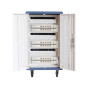 Armario rack de seguridad phasak montado con ruedas goma 30 compart. para portatil tablet y smartphone blanco - azul