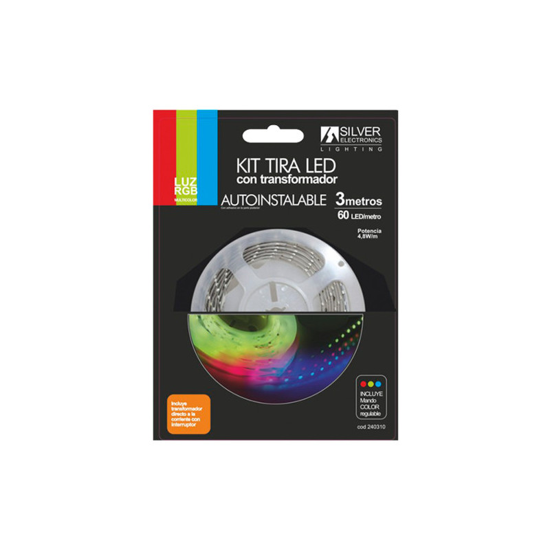 Kit tira led silver electronics 540 lm - m -  3m -  12v -  7.2w - m -  rgb