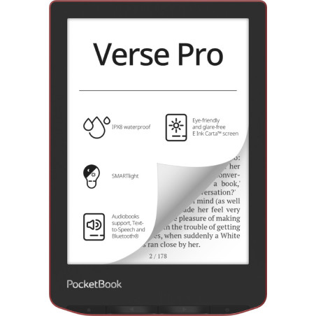 Libro electronico ebook pocketbook verse pro ereader 6 pulgadas 16 gb rojo - passion red