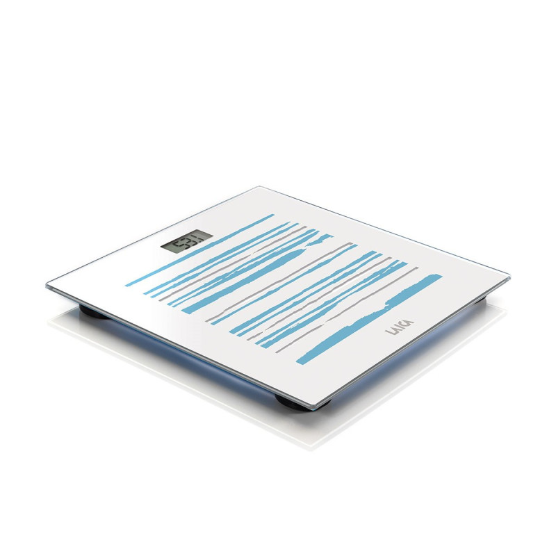 Bascula de bao electronica laica ps1074 blanca rayas azules 150kg