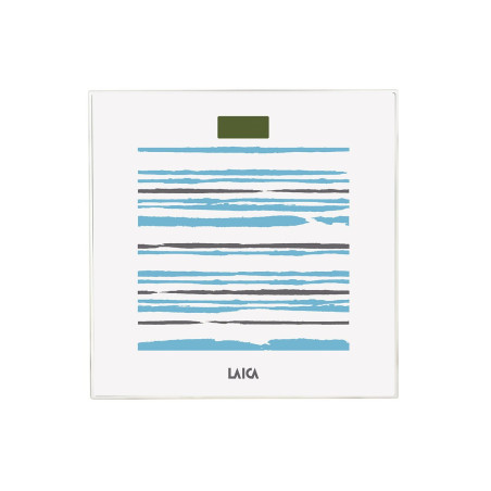 Bascula de bao electronica laica ps1074 blanca rayas azules 150kg
