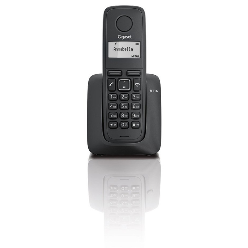 Telefono fijo inalambrico gigaset a116 negro 50 numeros agenda