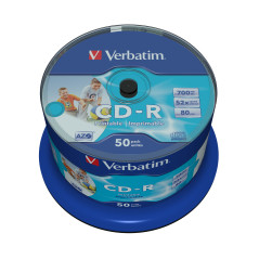 Verbatim cd - r 700mb 52x tarrina 50 unidades imprimible inkjet super azo