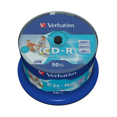 Verbatim cd - r 700mb 52x tarrina 50 unidades imprimible inkjet super azo