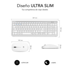 SUBBLIM SUBKBC-DCEP10 tastiera Mouse incluso Universale RF senza fili + Bluetooth QWERTY Spagnolo Argento, Bianco