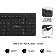 SUBBLIM SUBKBC-CSSK01 tastiera Mouse incluso Universale USB QWERTY Spagnolo Nero