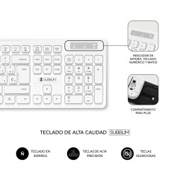 SUBBLIM SUBKBC-CSSW11 tastiera Mouse incluso Universale RF Wireless QWERTY Spagnolo Bianco