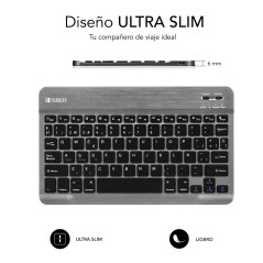 SUBBLIM TECLADO SMART BLUETOOTH GREY QWERTY Spagnolo Nero, Grigio