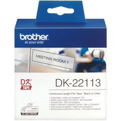 Brother DK-22113 nastro per etichettatrice Nero trasparente