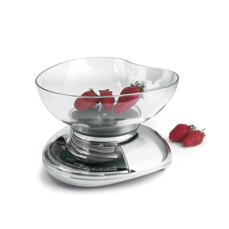 LAICA ITALIAN DESIGN MECHANICAL KITCHEN SCALE WITH LARGE BOWL CHROME COLOR 3KG LC7107