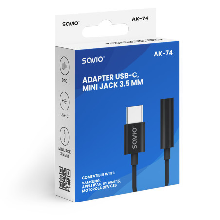ADAPTADOR USB-C A JACK 3.5 MM SAVIO AK-74