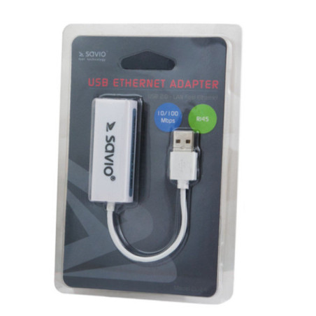 ADAPTADOR USB 2.0 A ETHERNET RJ45 SAVIO CL-24
